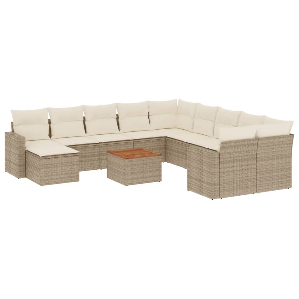sofasæt til haven 12 dele med hynder polyrattan beige