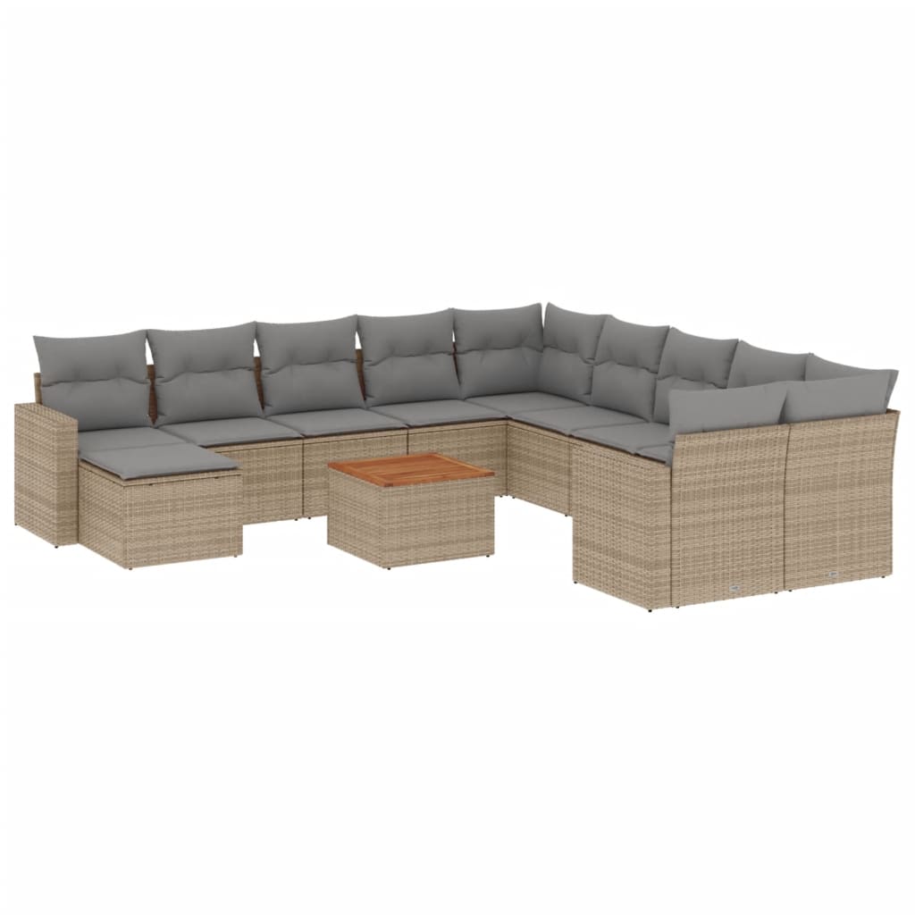sofasæt til haven 12 dele med hynder polyrattan beige