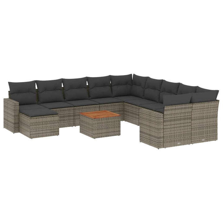 sofasæt til haven 12 dele med hynder polyrattan grå