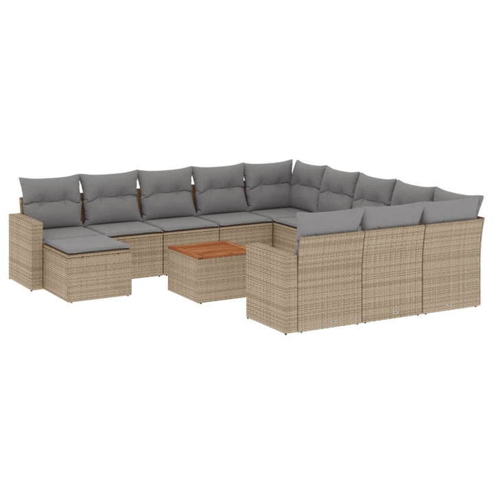 sofasæt til haven 13 dele med hynder polyrattan beige