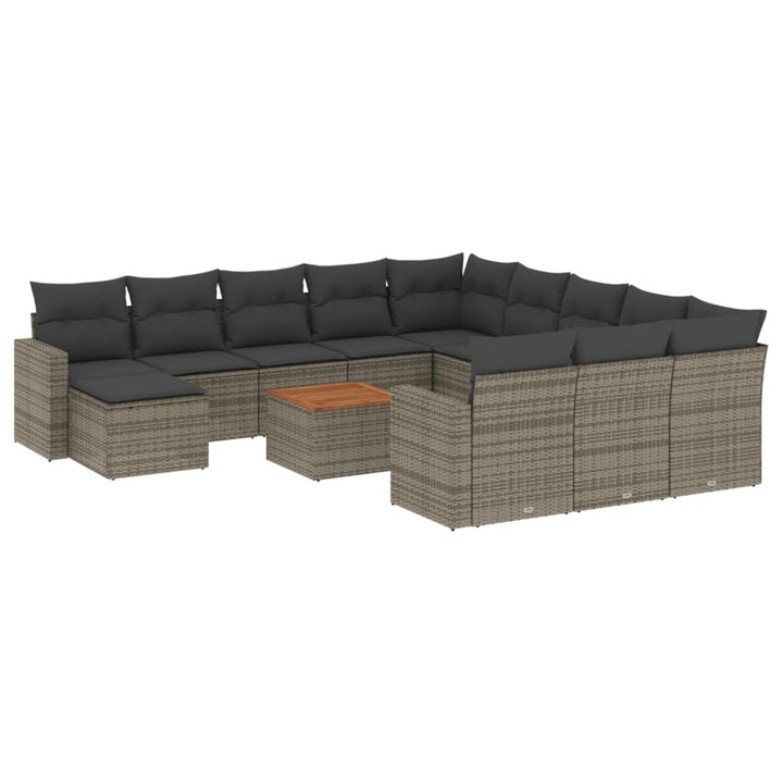 sofasæt til haven 13 dele med hynder polyrattan grå