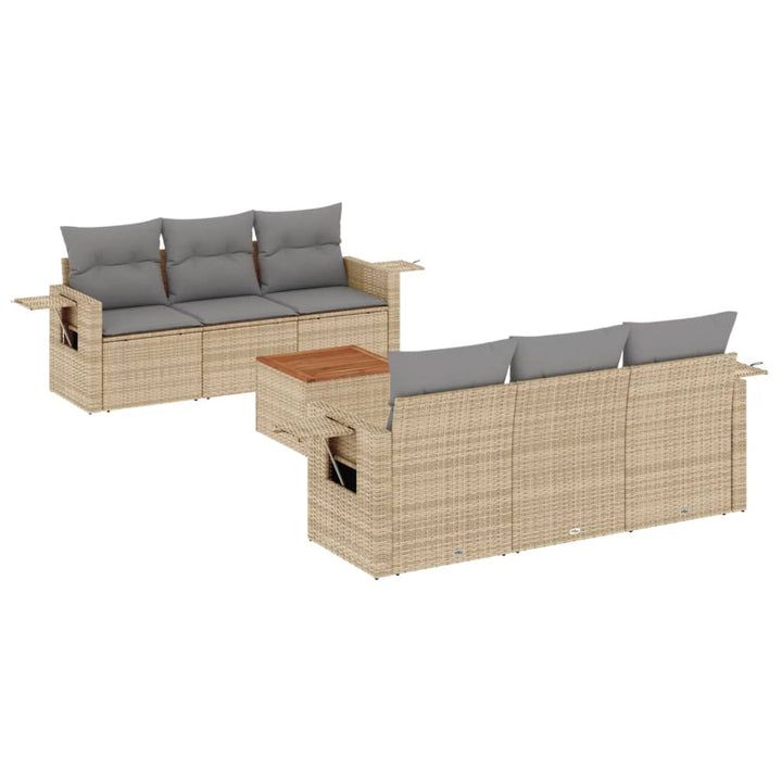 sofasæt til haven 7 dele med hynder polyrattan beige
