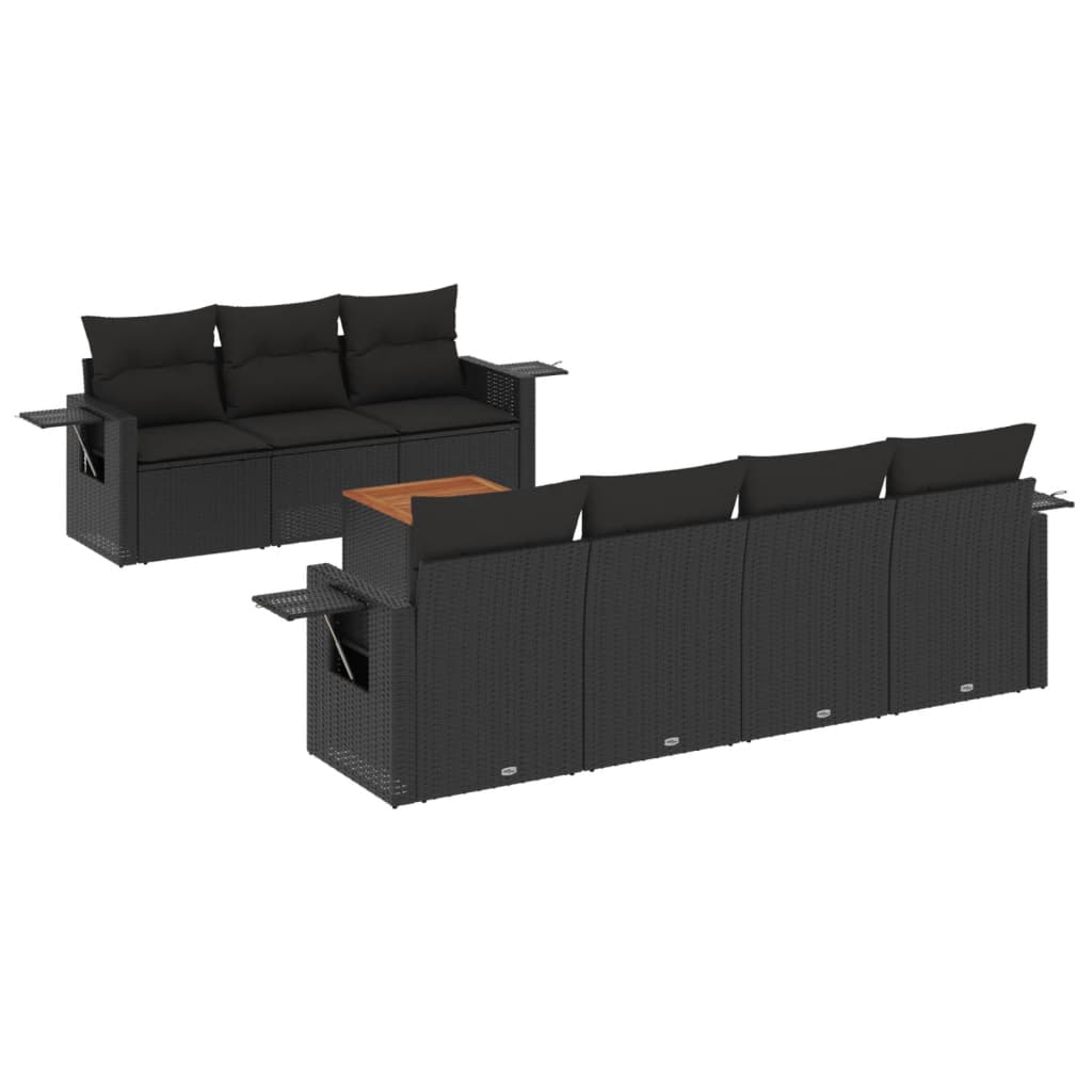 sofasæt til haven 8 dele med hynder polyrattan sort