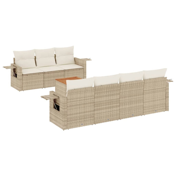 sofasæt til haven 8 dele med hynder polyrattan beige