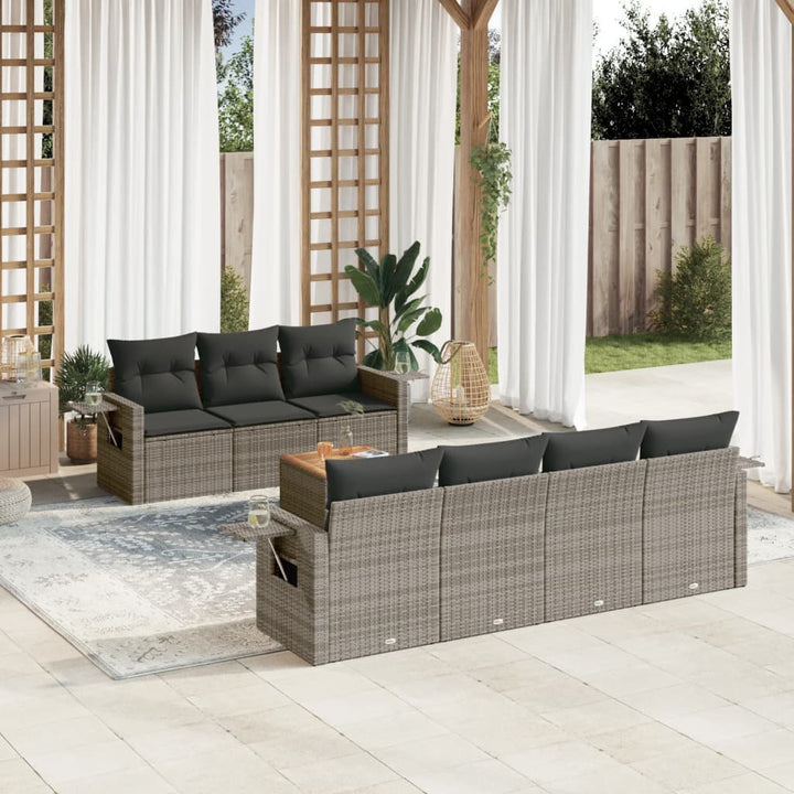 sofasæt til haven 8 dele med hynder polyrattan grå