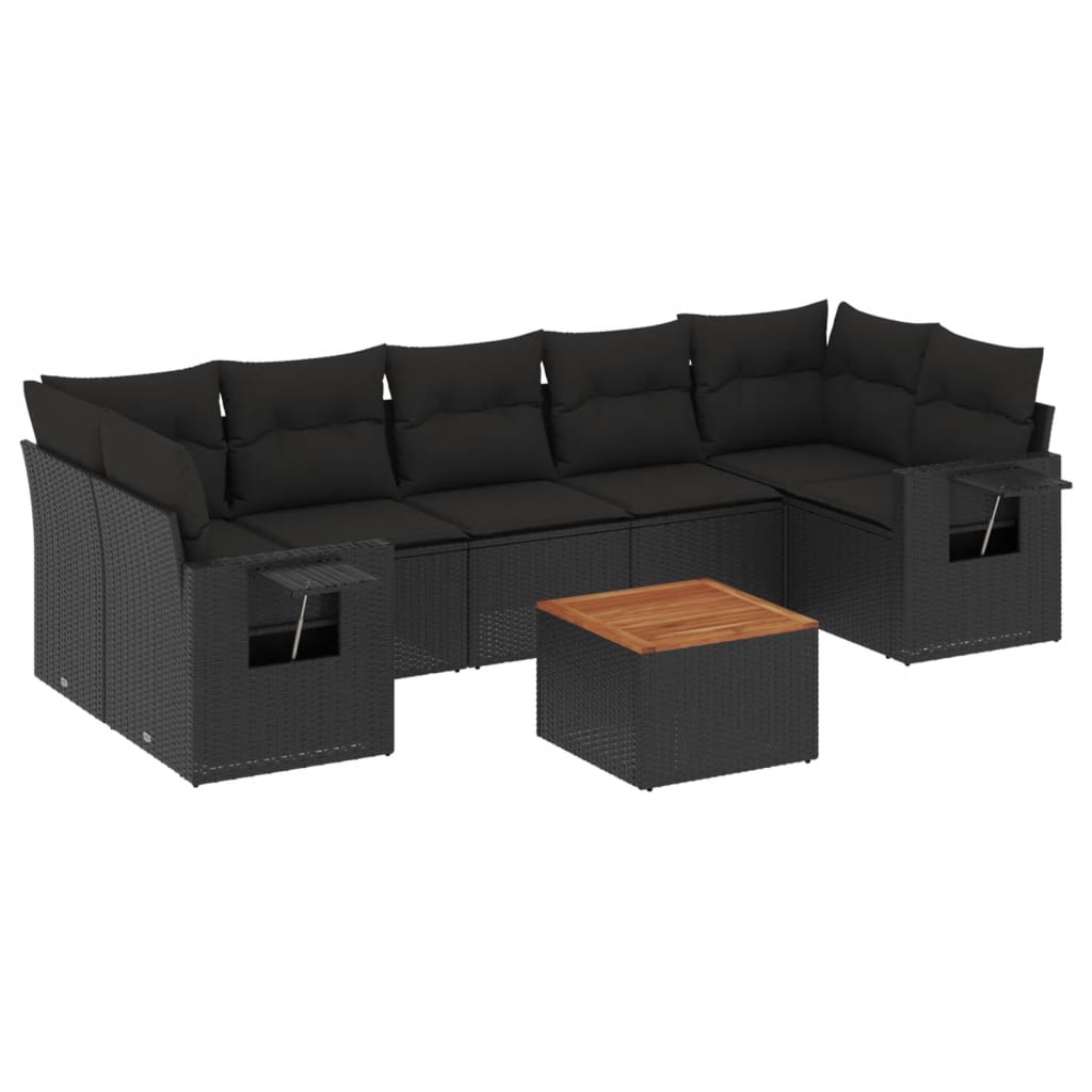 sofasæt til haven 8 dele med hynder polyrattan sort