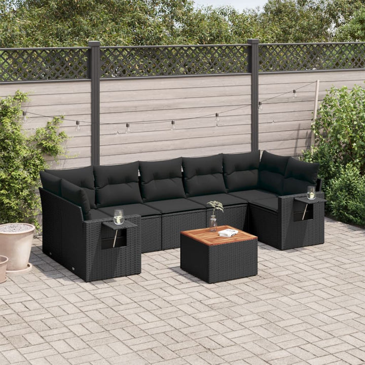 sofasæt til haven 8 dele med hynder polyrattan sort