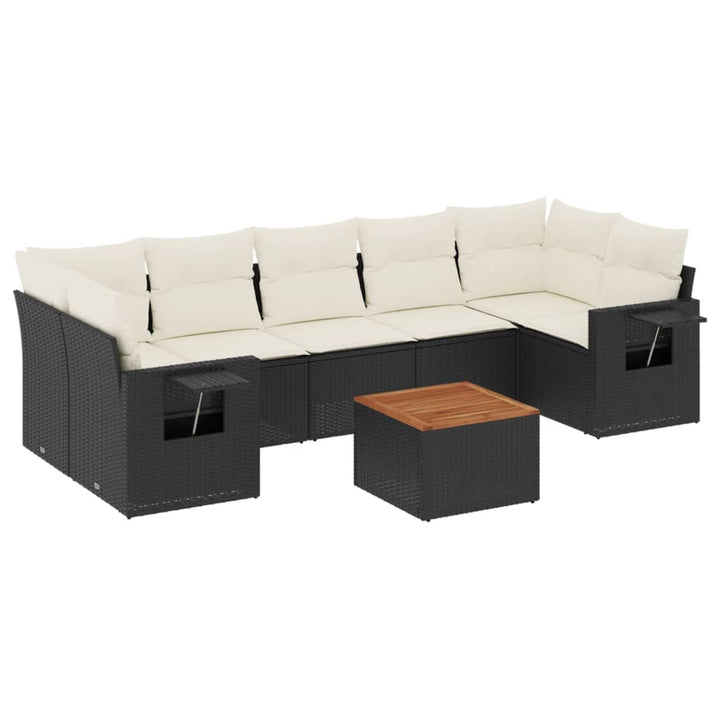 sofasæt til haven 8 dele med hynder polyrattan sort