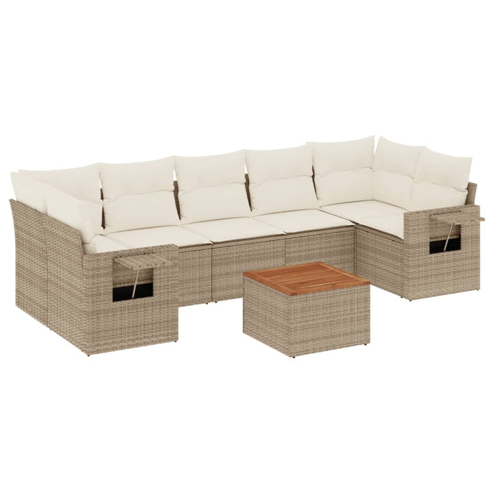 sofasæt til haven 8 dele med hynder polyrattan beige