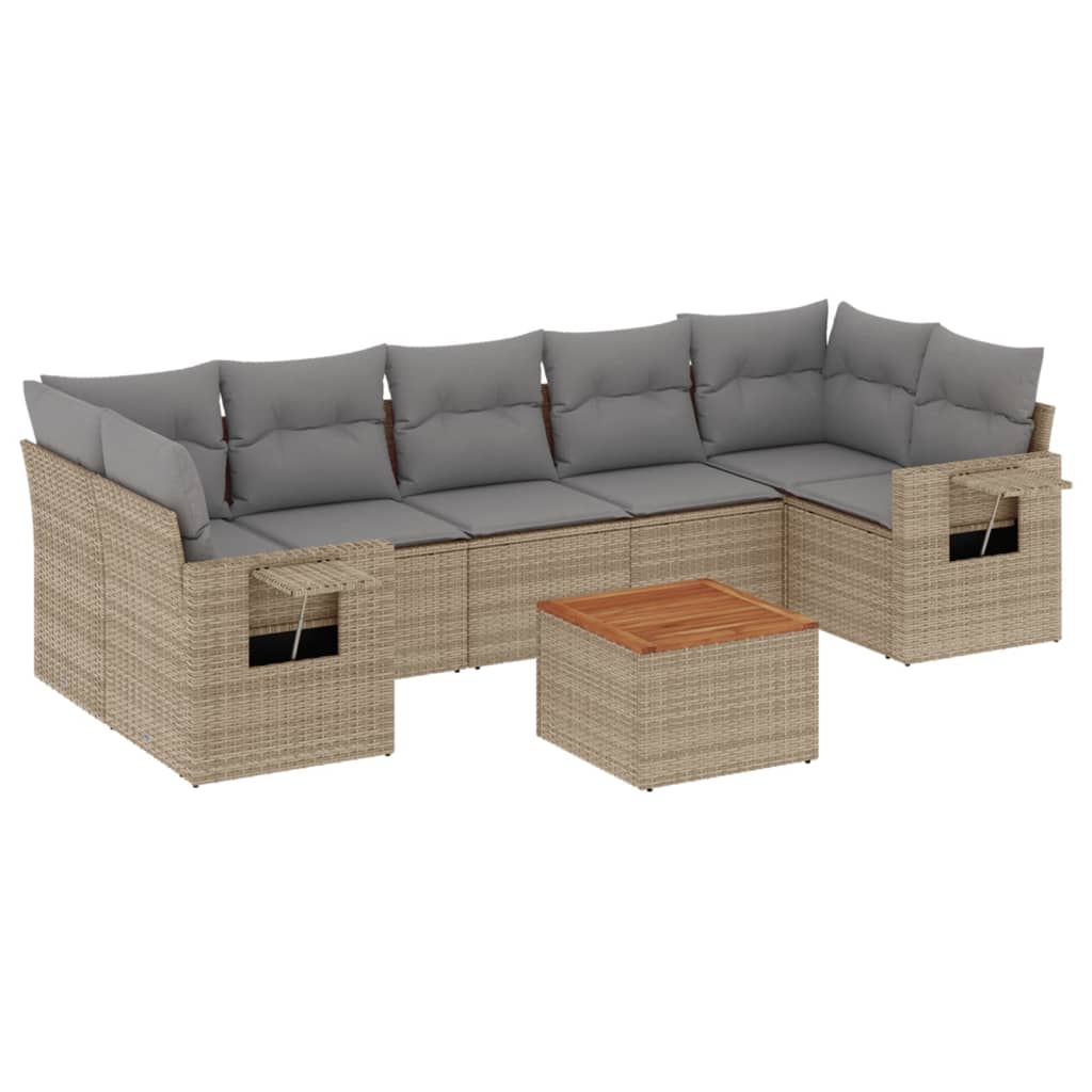 sofasæt til haven 8 dele med hynder polyrattan beige