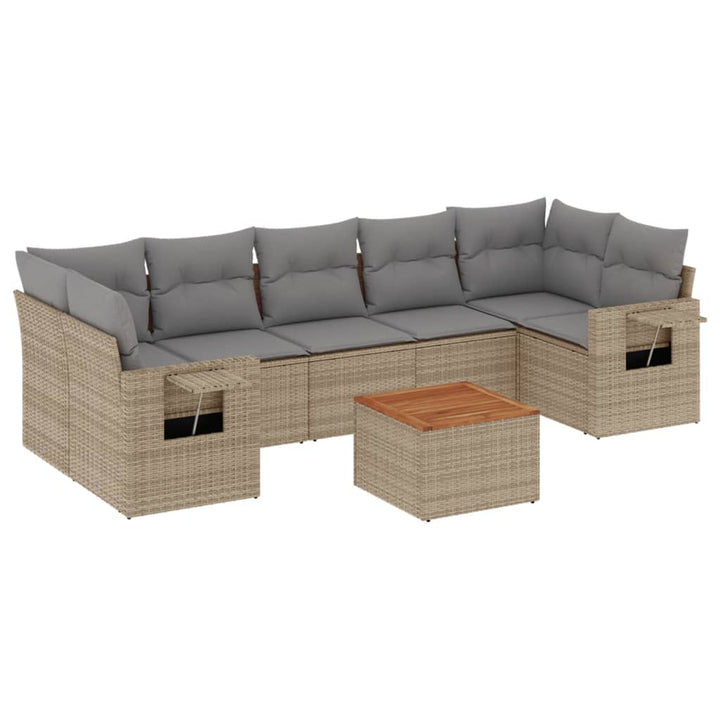 sofasæt til haven 8 dele med hynder polyrattan beige