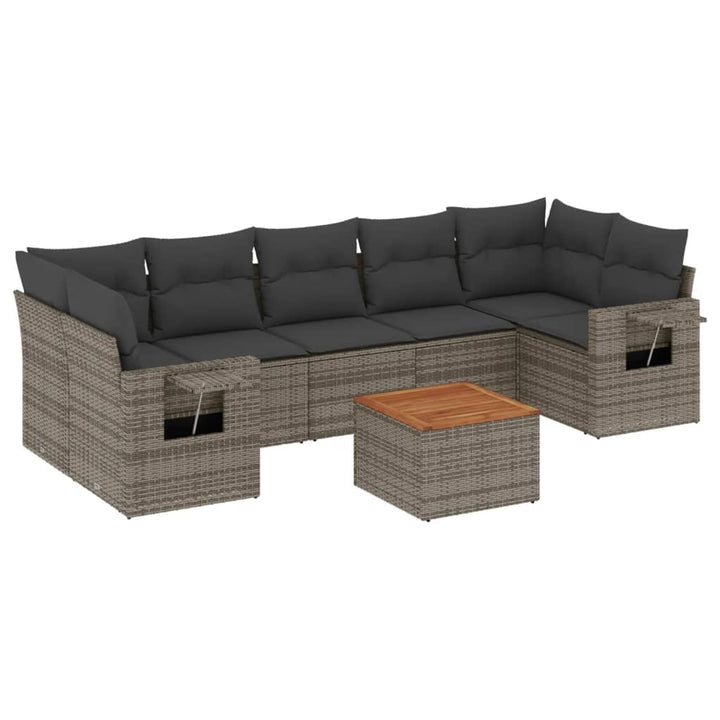 sofasæt til haven 8 dele med hynder polyrattan grå