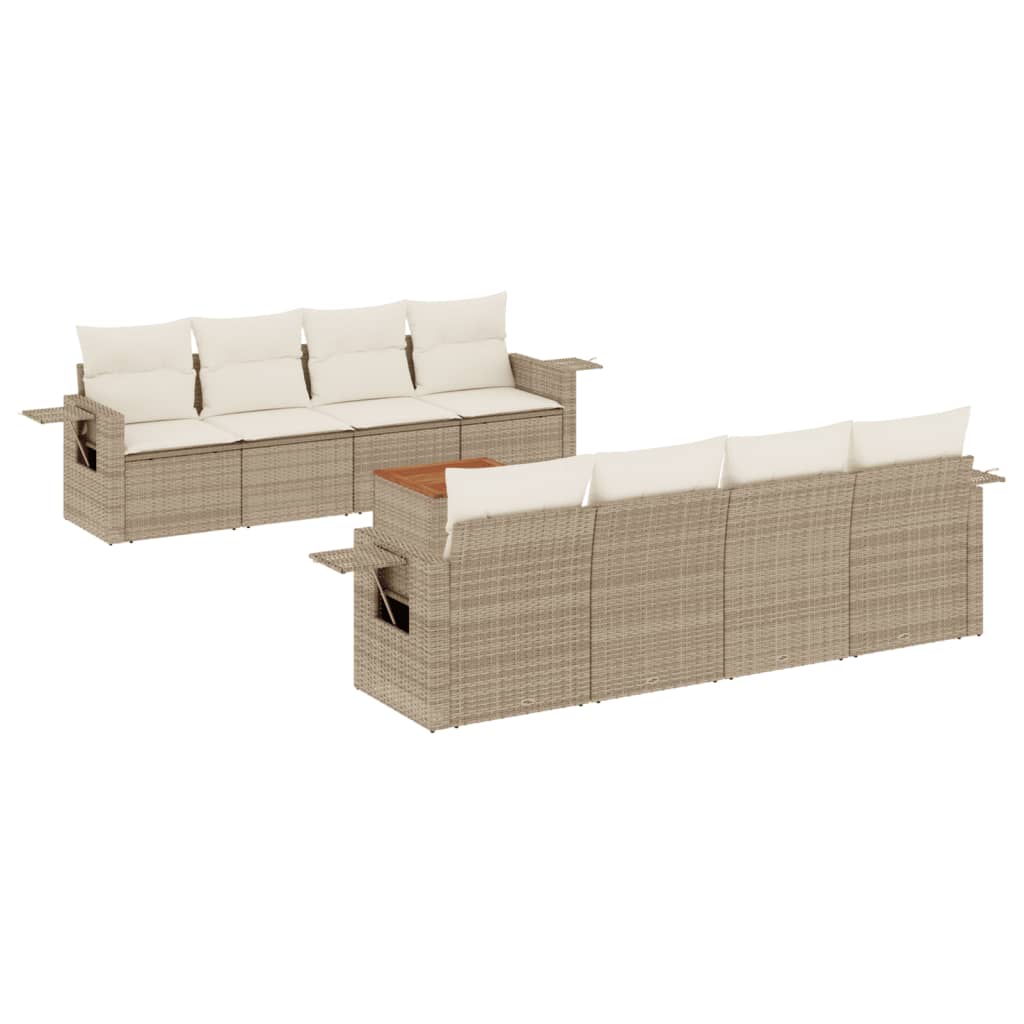 sofasæt til haven 9 dele med hynder polyrattan beige