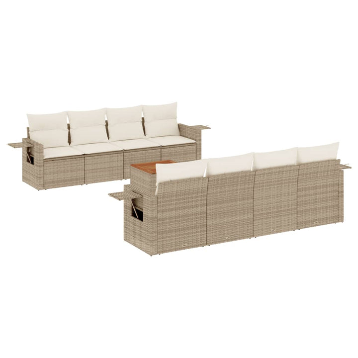 sofasæt til haven 9 dele med hynder polyrattan beige