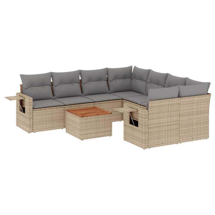 sofasæt til haven 9 dele med hynder polyrattan beige