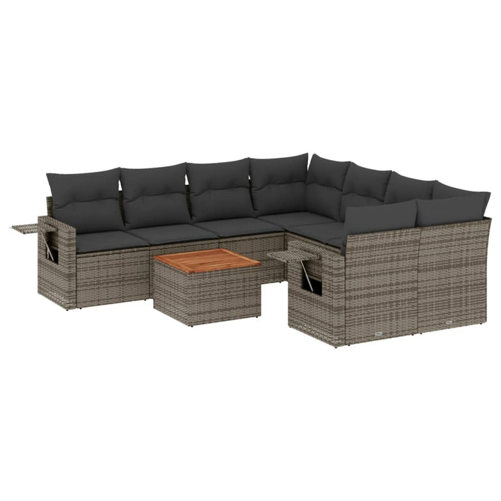sofasæt til haven 9 dele med hynder polyrattan grå