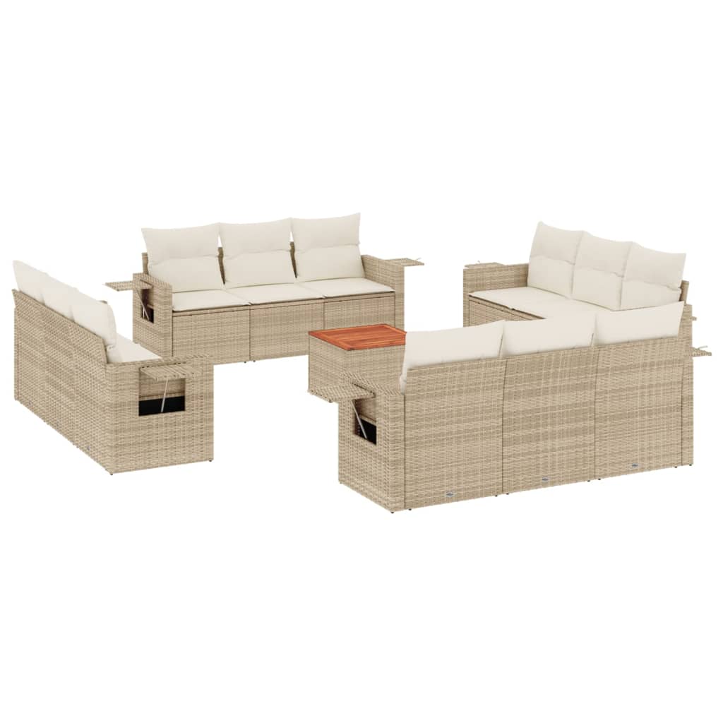 sofasæt til haven 13 dele med hynder polyrattan beige