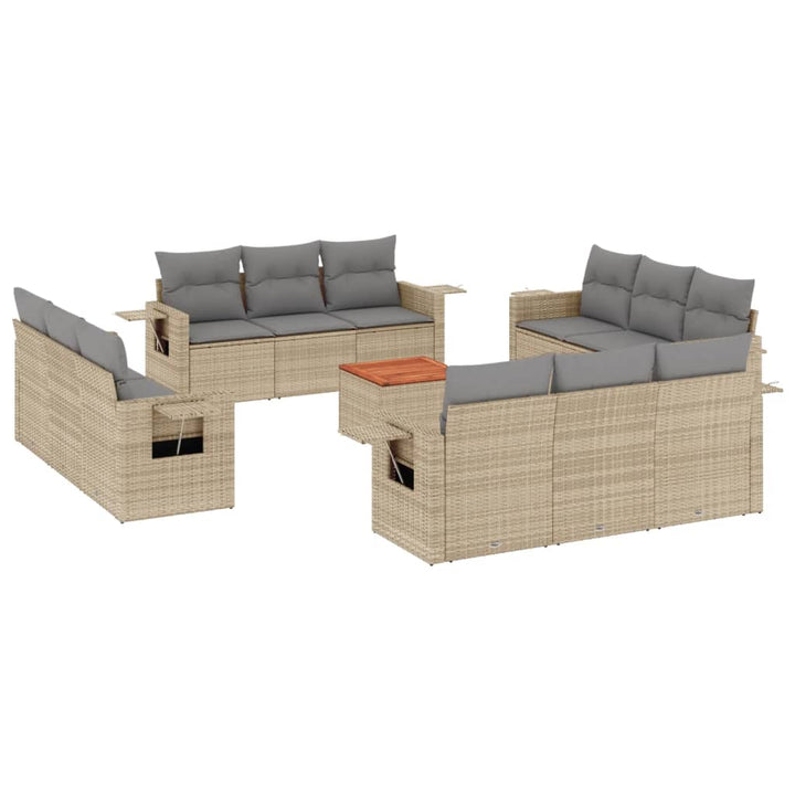 sofasæt til haven 13 dele med hynder polyrattan beige