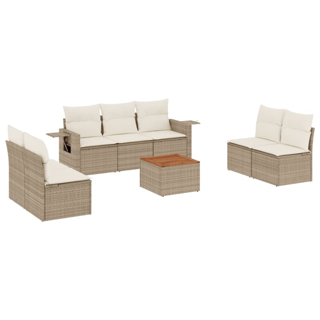 sofasæt til haven 8 dele med hynder polyrattan beige