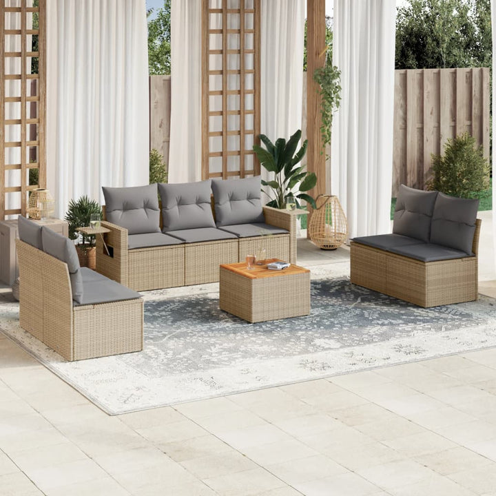 sofasæt til haven 8 dele med hynder polyrattan beige