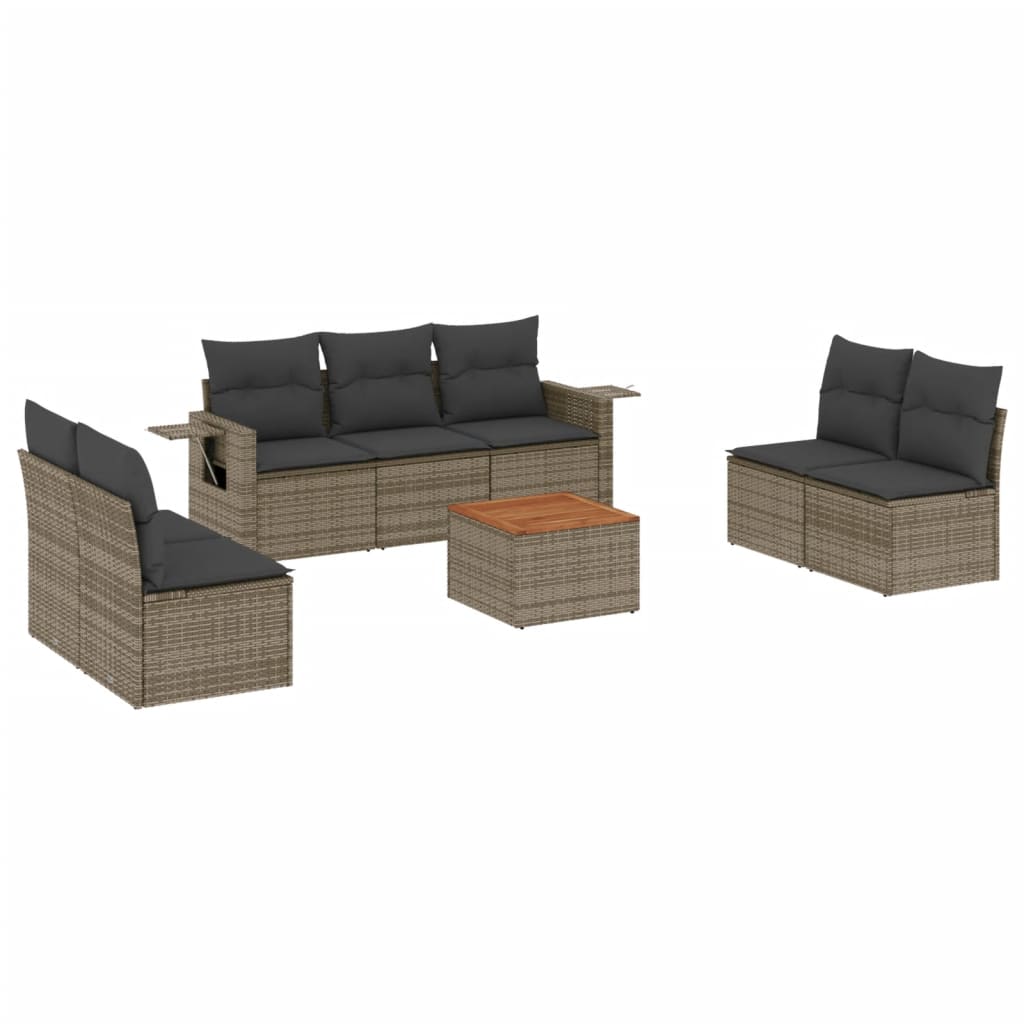 sofasæt til haven 8 dele med hynder polyrattan grå