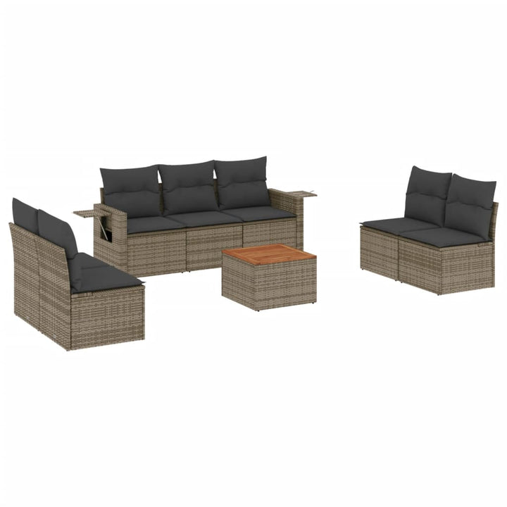 sofasæt til haven 8 dele med hynder polyrattan grå