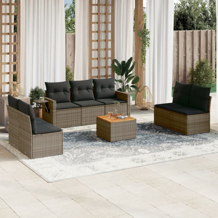 sofasæt til haven 8 dele med hynder polyrattan grå