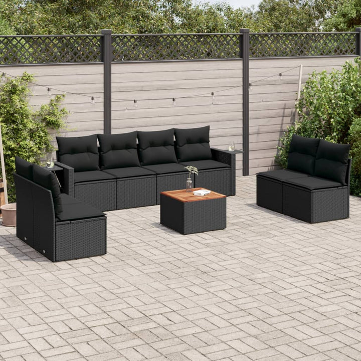 sofasæt til haven 9 dele med hynder polyrattan sort