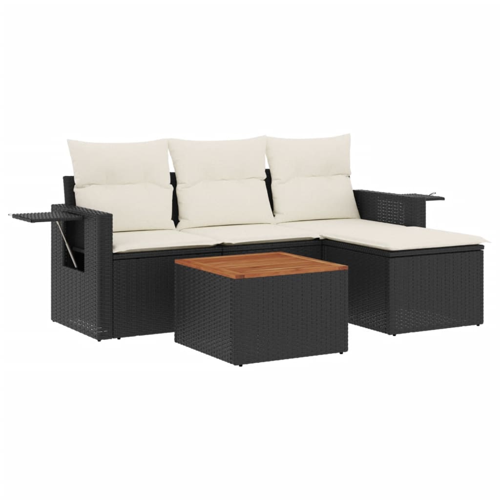 sofasæt til haven 5 dele med hynder polyrattan sort