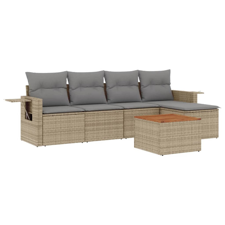 sofasæt til haven 6 dele med hynder polyrattan beige