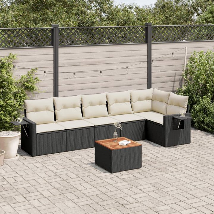 sofasæt til haven 7 dele med hynder polyrattan sort