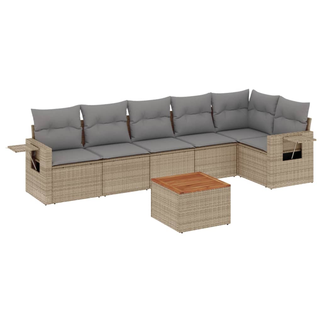 sofasæt til haven 7 dele med hynder polyrattan beige