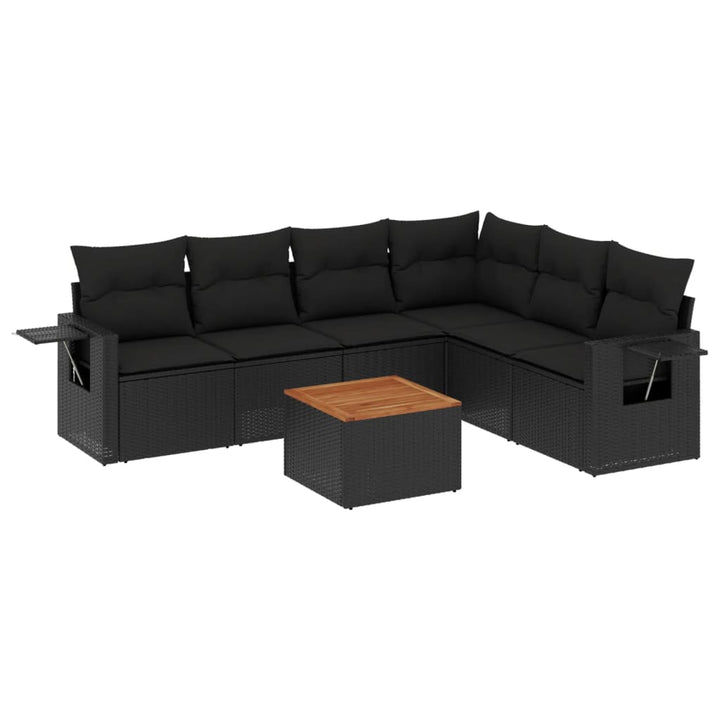 sofasæt til haven 7 dele med hynder polyrattan sort