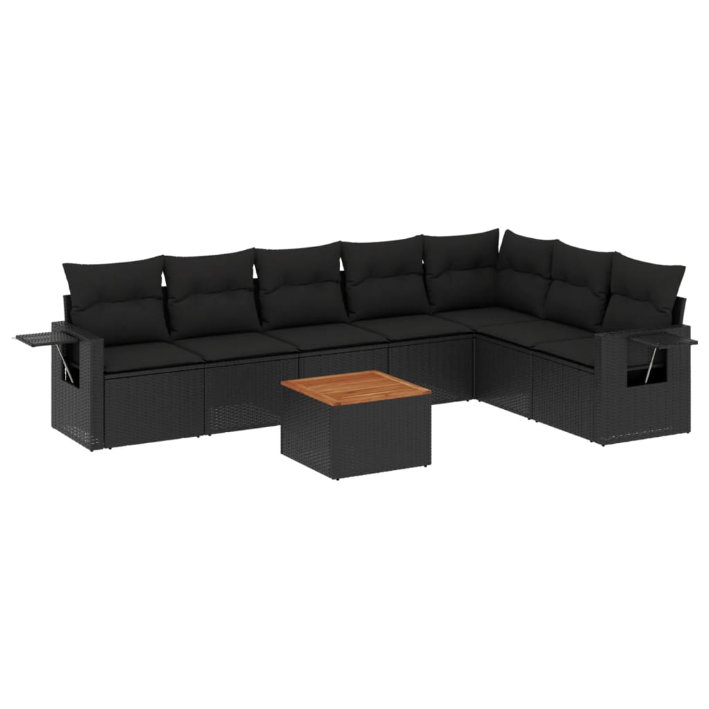 sofasæt til haven 8 dele med hynder polyrattan sort