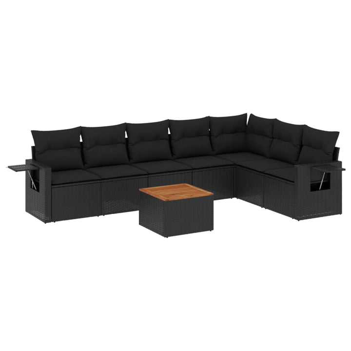 sofasæt til haven 8 dele med hynder polyrattan sort