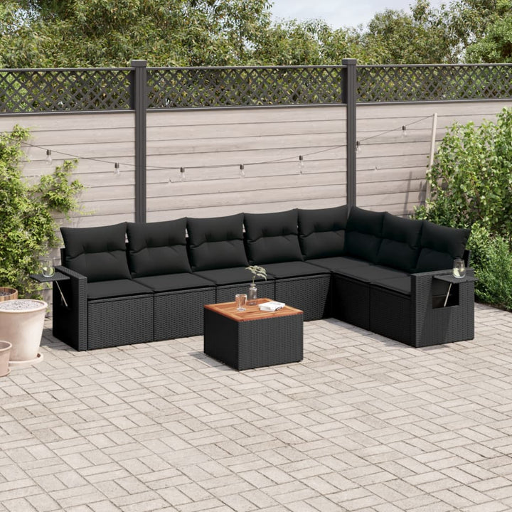 sofasæt til haven 8 dele med hynder polyrattan sort