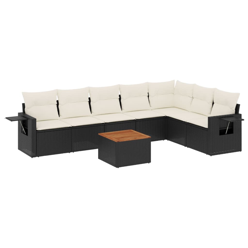 sofasæt til haven 8 dele med hynder polyrattan sort