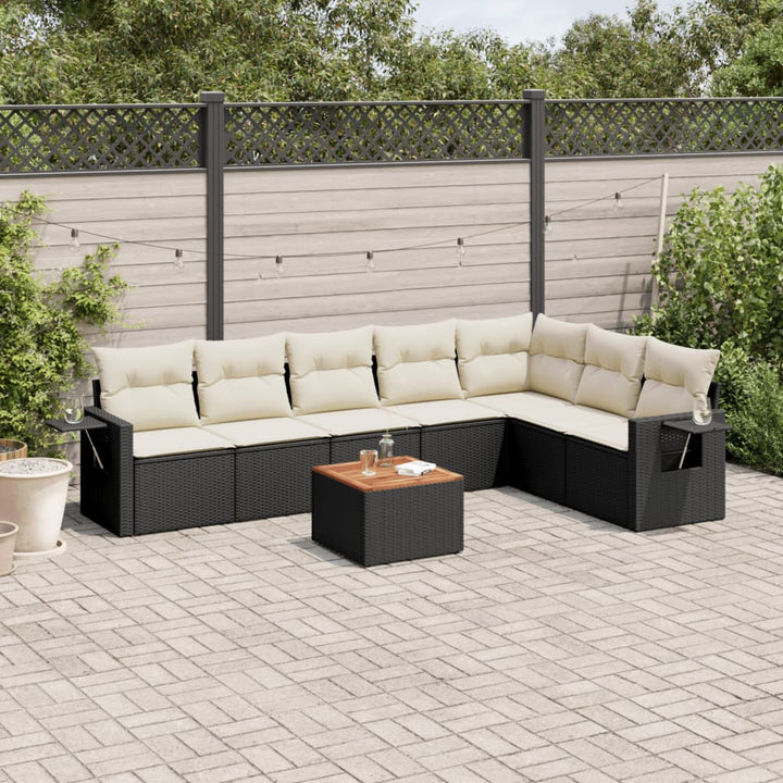 sofasæt til haven 8 dele med hynder polyrattan sort