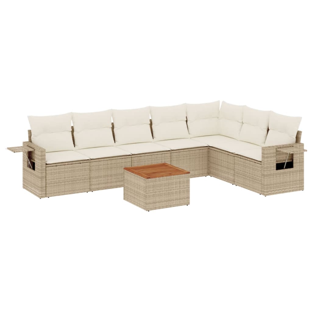 sofasæt til haven 8 dele med hynder polyrattan beige