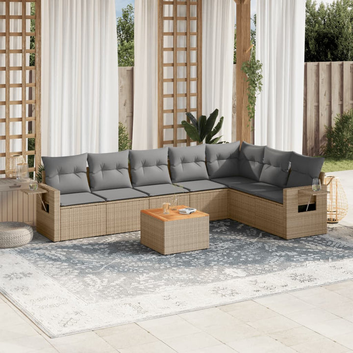 sofasæt til haven 8 dele med hynder polyrattan beige