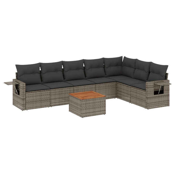 sofasæt til haven 8 dele med hynder polyrattan grå
