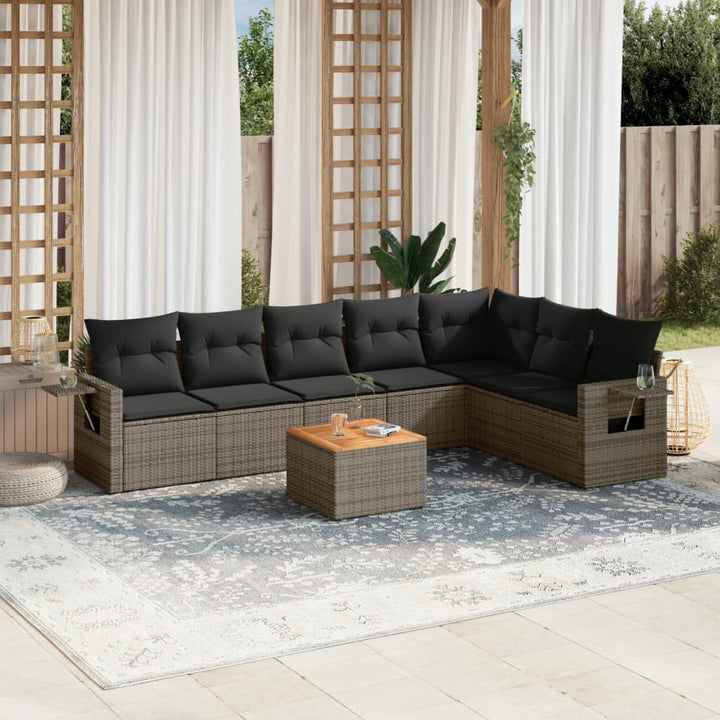 sofasæt til haven 8 dele med hynder polyrattan grå
