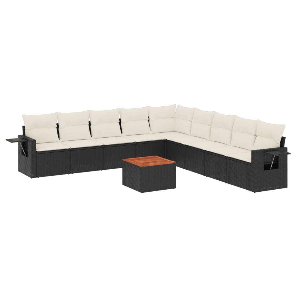 sofasæt til haven 10 dele med hynder polyrattan sort