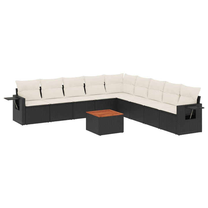 sofasæt til haven 10 dele med hynder polyrattan sort