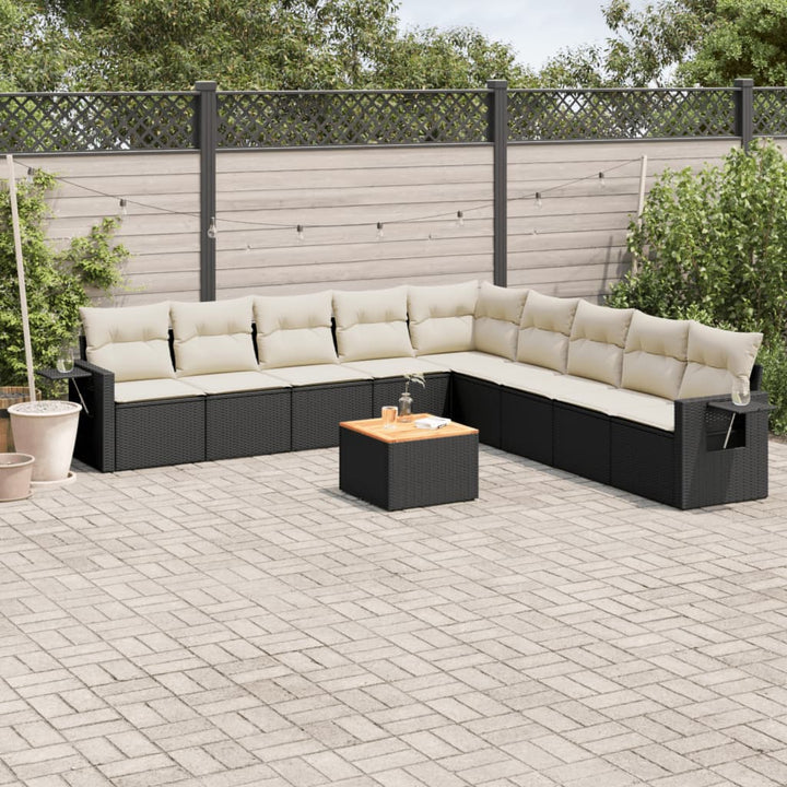 sofasæt til haven 10 dele med hynder polyrattan sort