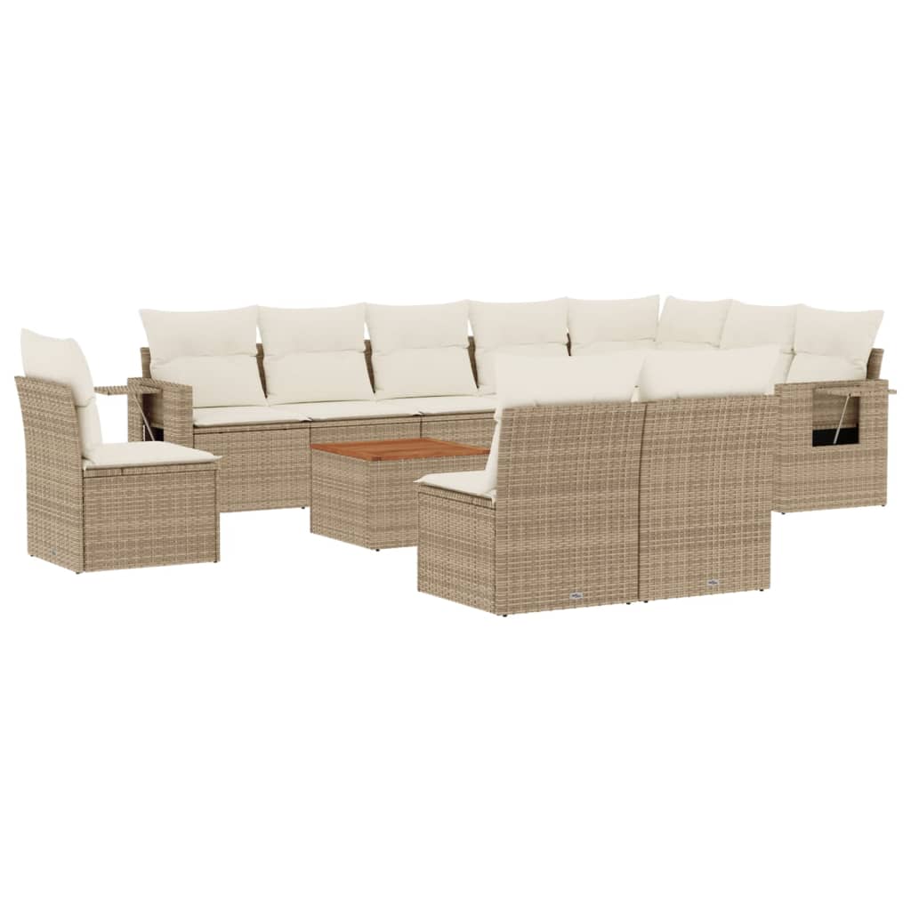 sofasæt til haven 11 dele med hynder polyrattan beige