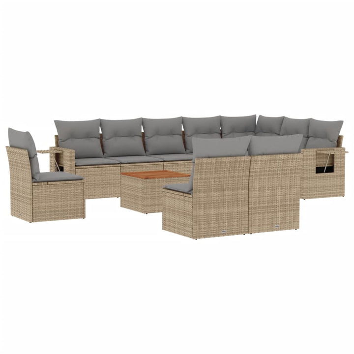 sofasæt til haven 11 dele med hynder polyrattan beige
