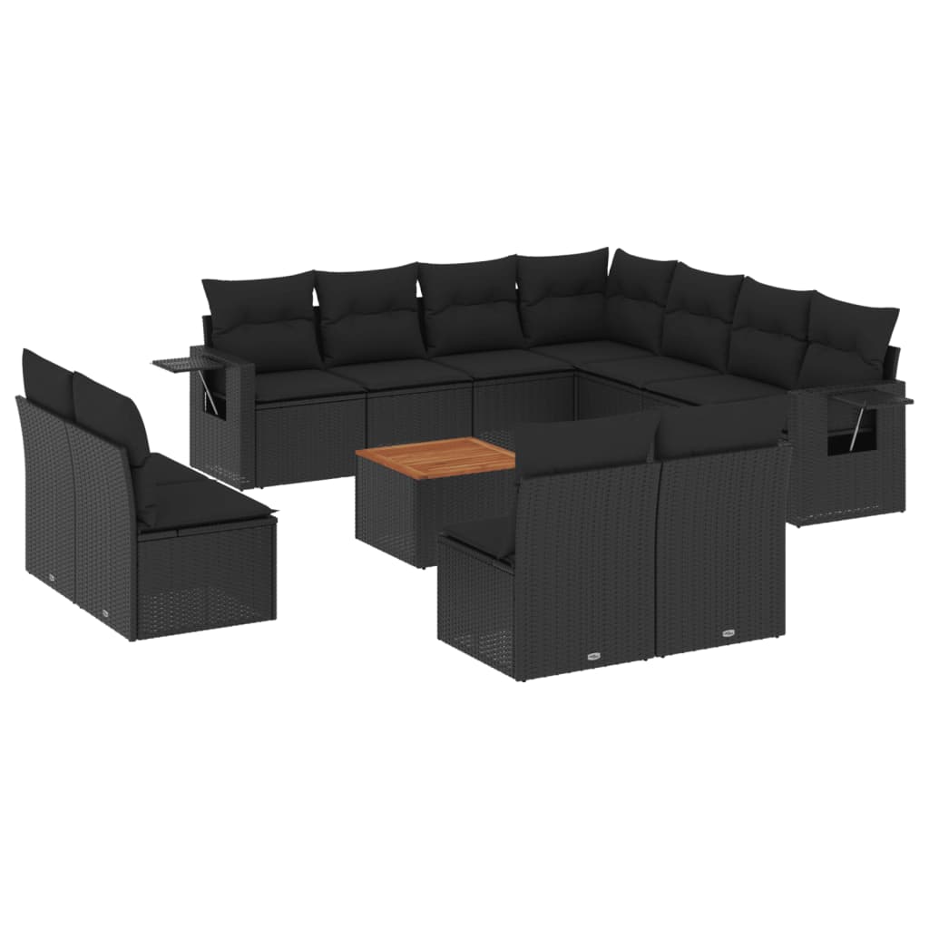 sofasæt til haven 12 dele med hynder polyrattan sort