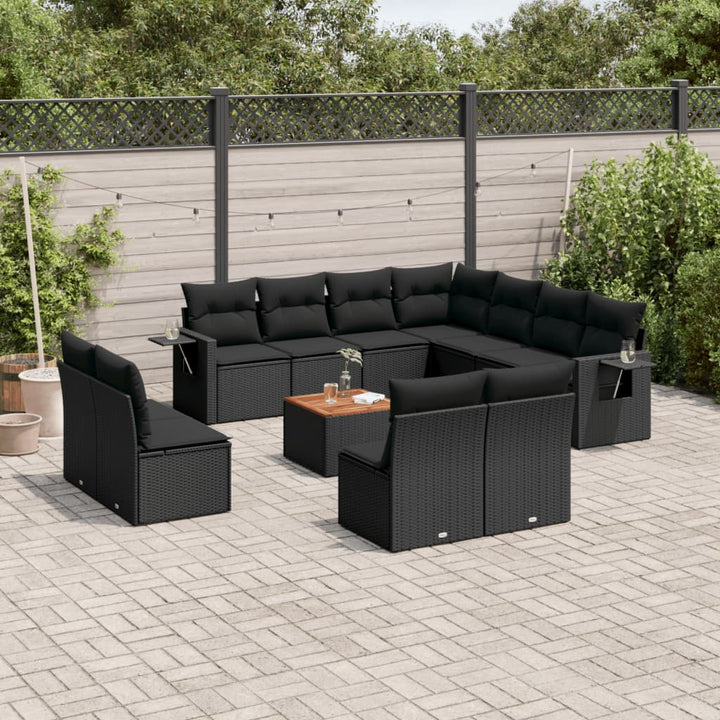 sofasæt til haven 12 dele med hynder polyrattan sort