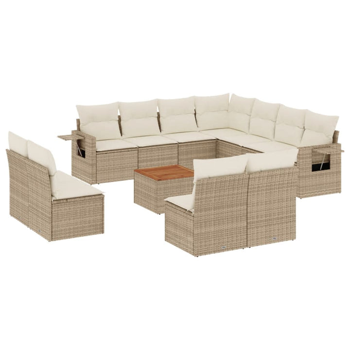 sofasæt til haven 12 dele med hynder polyrattan beige